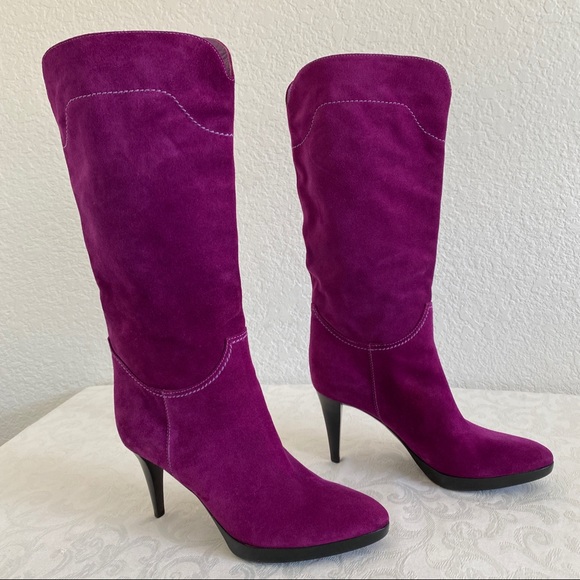 Sergio Rossi purple suede leather boots - Picture 3 of 9